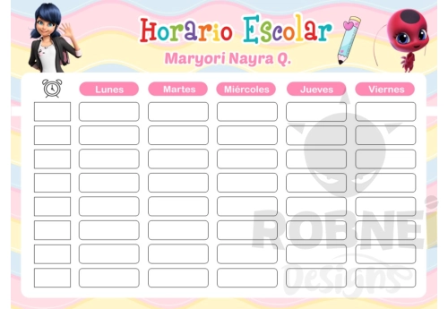 Lady bug rosado Horario Escolar